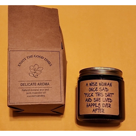 NEW Enjoy the Good Times Soy Wax Lavender Scented Humorous Quote Candle - Picture 1 of 5